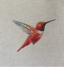 Canvas RED HUMMINGBIRD   AN511  4.25X4.25"