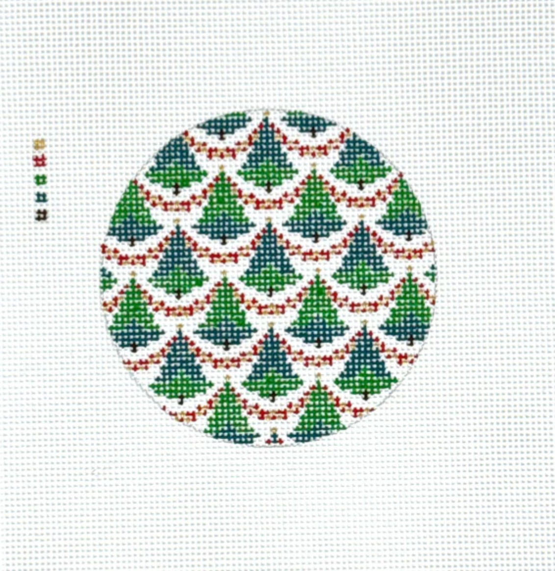 Canvas BARGELLO CHRISTMAS TREE ORNAMENT  4"ROUND