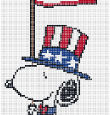 Canvas SNOOPY MARCHING WITH FLAG   PNTS PATRIOT01     3.1X7.1"