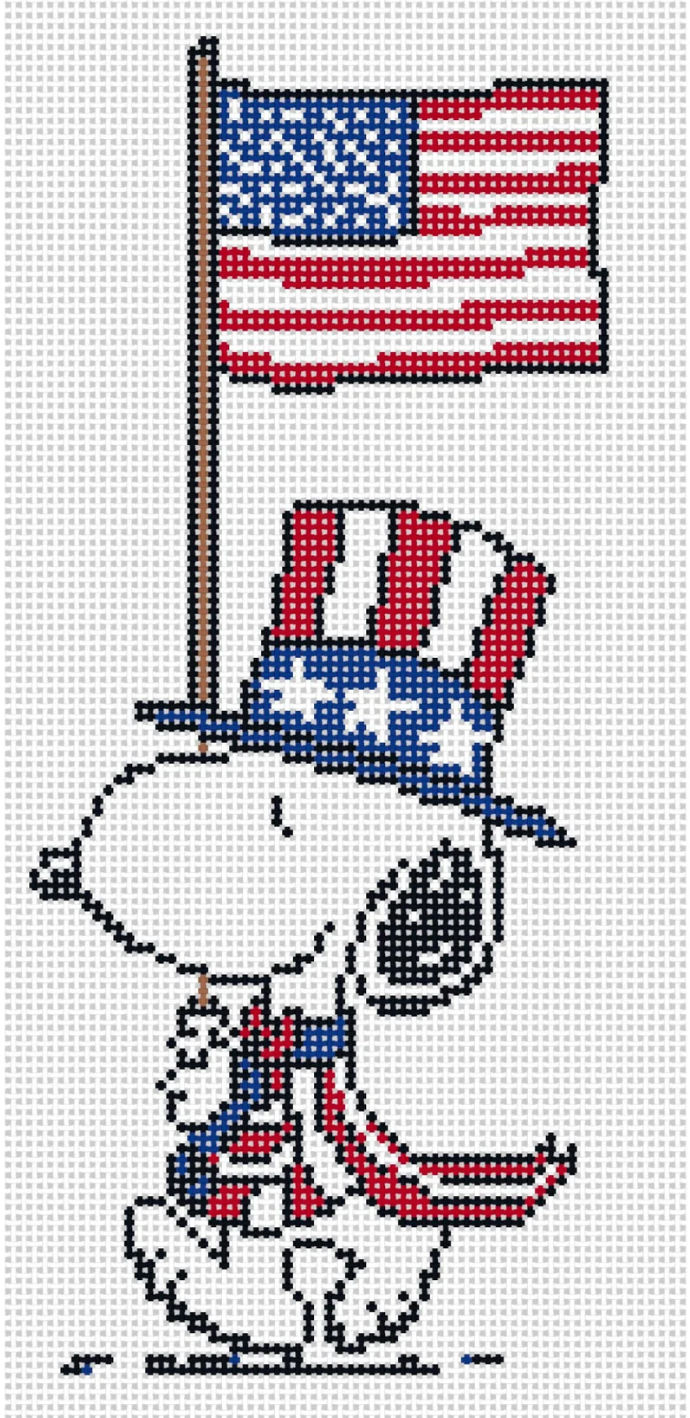 Canvas SNOOPY MARCHING WITH FLAG   PNTS PATRIOT01     3.1X7.1"