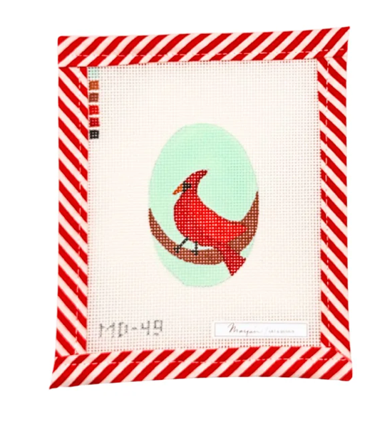 Canvas MARQUIN'S OVALS ORNAMENT OR NAPKIN RINGS - CARDINAL  2X3"