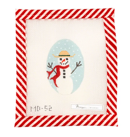 Canvas MARQUIN'S OVALS ORNAMENT OR NAPKIN RINGS - MRS. SNOWMAN   2X3"