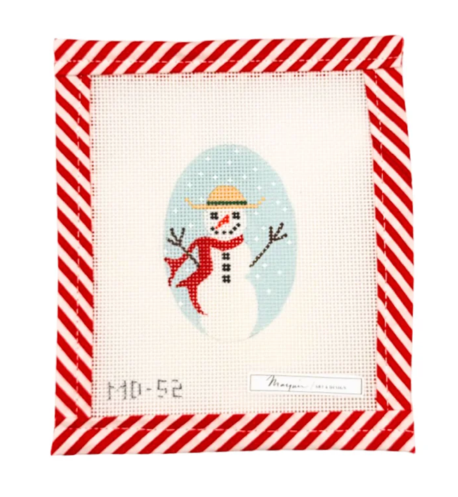 Canvas MARQUIN'S OVALS ORNAMENT OR NAPKIN RINGS - MRS. SNOWMAN   2X3"