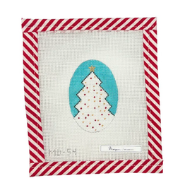 Canvas MARQUIN'S OVALS ORNAMENT OR NAPKIN RINGS - WHITE CHRISTMAS TREE   2X3"