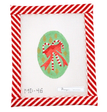 Canvas MARQUIN'S OVALS ORNAMENT OR NAPKIN RINGS - DOUBLE CANDY CANE   2X3"