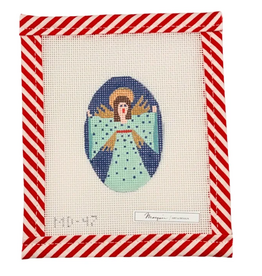 Canvas MARQUIN'S OVALS ORNAMENT OR NAPKIN RINGS - BLUE ANGEL   2X3"