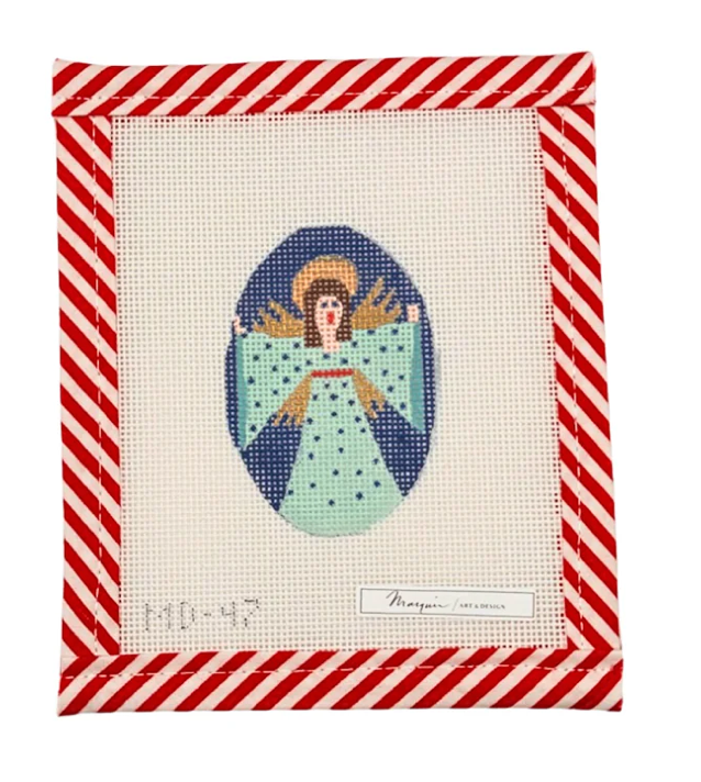 Canvas MARQUIN'S OVALS ORNAMENT OR NAPKIN RINGS - BLUE ANGEL   2X3"