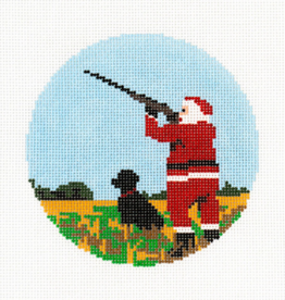 Canvas SPORTY SANTA - SKEET SHOOTING   AOK05  4" ROUND