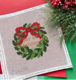 Canvas OUR FIRST CHRISTMAS WREATH  SS222    WITH STITCH GUIDE   4.5X4.5"