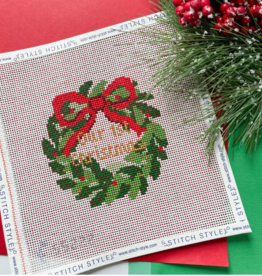 Canvas OUR FIRST CHRISTMAS WREATH  SS222    WITH STITCH GUIDE   4.5X4.5"