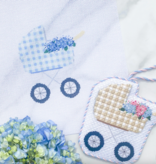 Canvas BLUE HYDRANGEA BABY CARRIAGE   SS0100    WITH STITCH GUIDE   3.5X4.5"