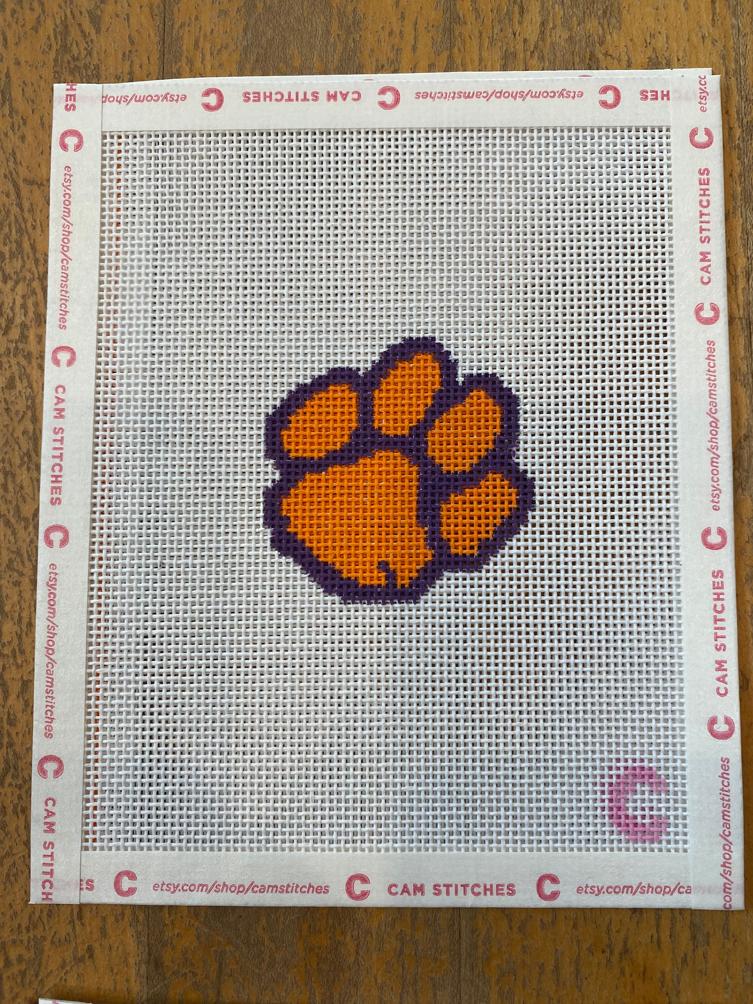 Canvas MINI CLEMSON PAW    - BAG CHARM