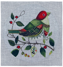 Canvas HOLIDAY BIRDS - 4- BB4  5" ROUND