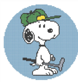 Canvas SNOOPY WITH GOLF CLUBS   SPORT3     5"ROUND