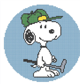 Canvas SNOOPY WITH GOLF CLUBS   SPORT3     5"ROUND