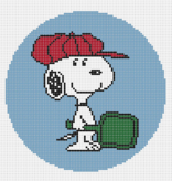 Canvas SNOOPY WITH PICKLEBALL PADDLE   SPORT1     5"ROUND