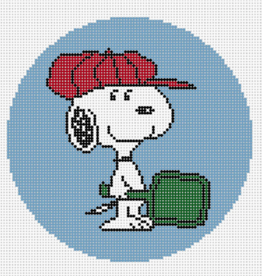 Canvas SNOOPY WITH PICKLEBALL PADDLE   SPORT1     5"ROUND