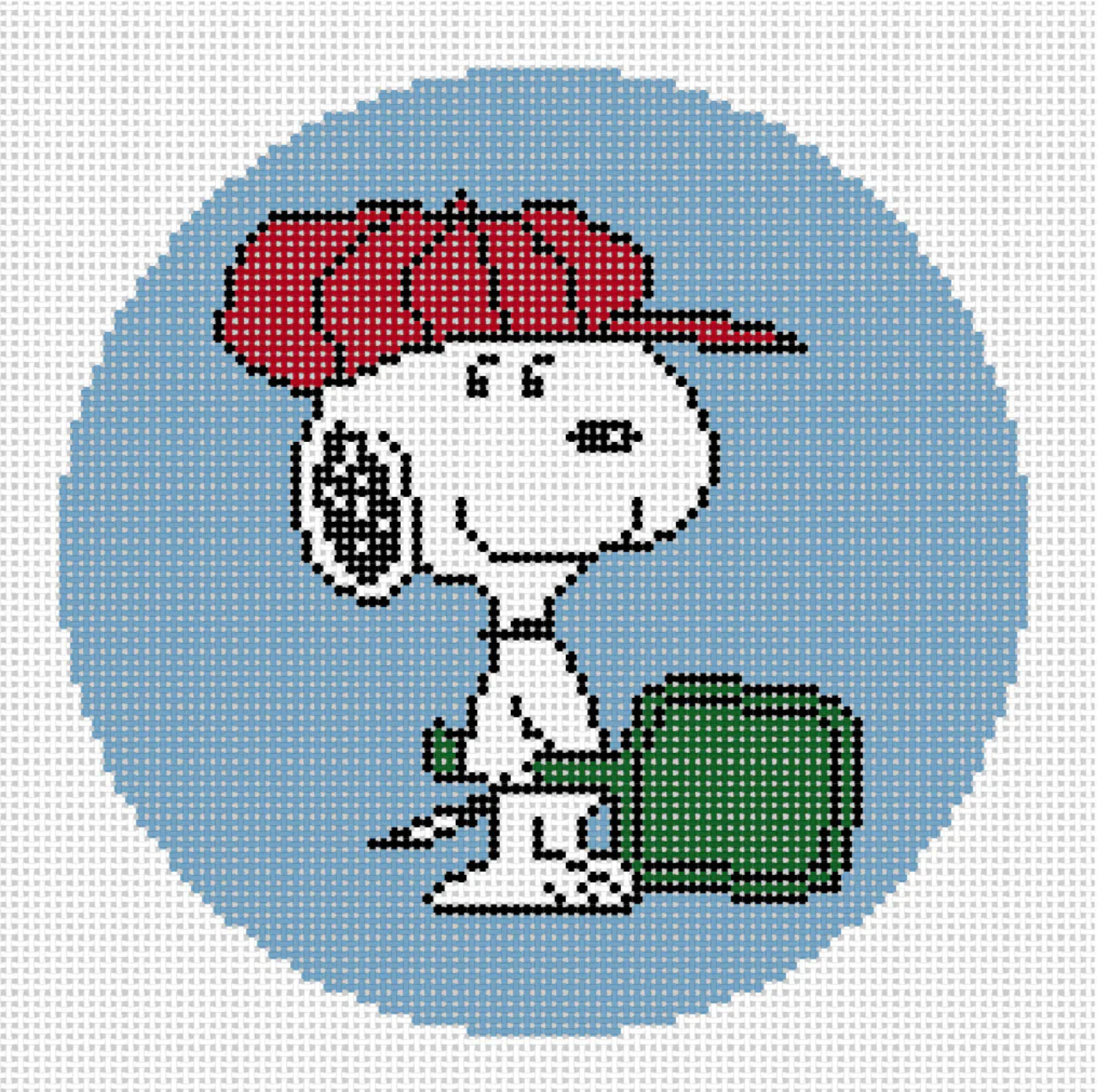 Canvas SNOOPY WITH PICKLEBALL PADDLE   SPORT1     5"ROUND