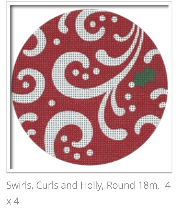 Canvas CHRISTMAS ROUND - SWIRLS AND CURLS  CHR19  4"ROUND