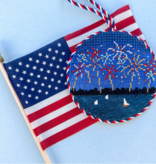 Canvas FIREWORKS  ROUND  SS080   WITH STITCH GUIDE  4" ROUND