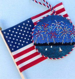 Canvas FIREWORKS  ROUND  SS080   WITH STITCH GUIDE  4" ROUND