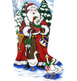 Canvas SANTA  WITH GEESE  XS7140