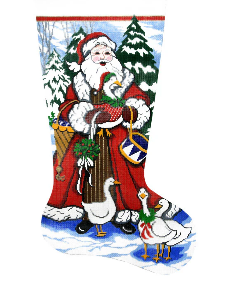 Canvas SANTA  WITH GEESE  XS7140