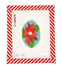 Canvas MARQUIN'S OVALS ORNAMENT OR NAPKIN RINGS - POINSETTIA  2X3"