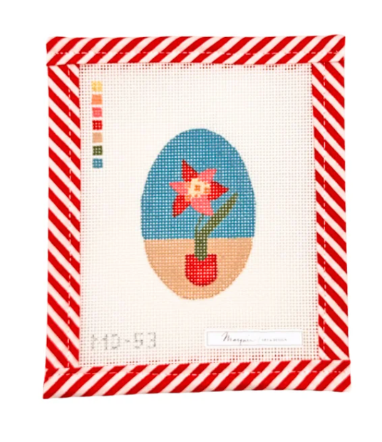 Canvas MARQUIN'S OVALS ORNAMENT OR NAPKIN RINGS - AMARYLLIS  2X3"