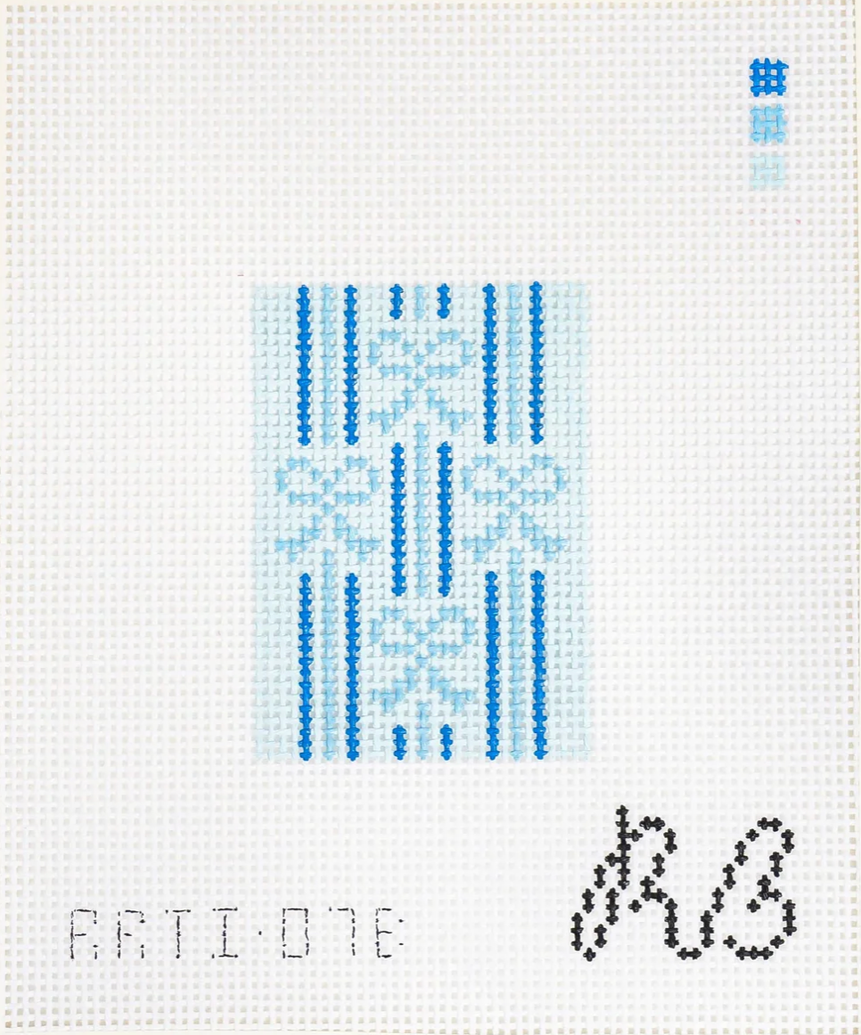 Canvas STRIPED BOW  INSERT  2X3"  - BLUE