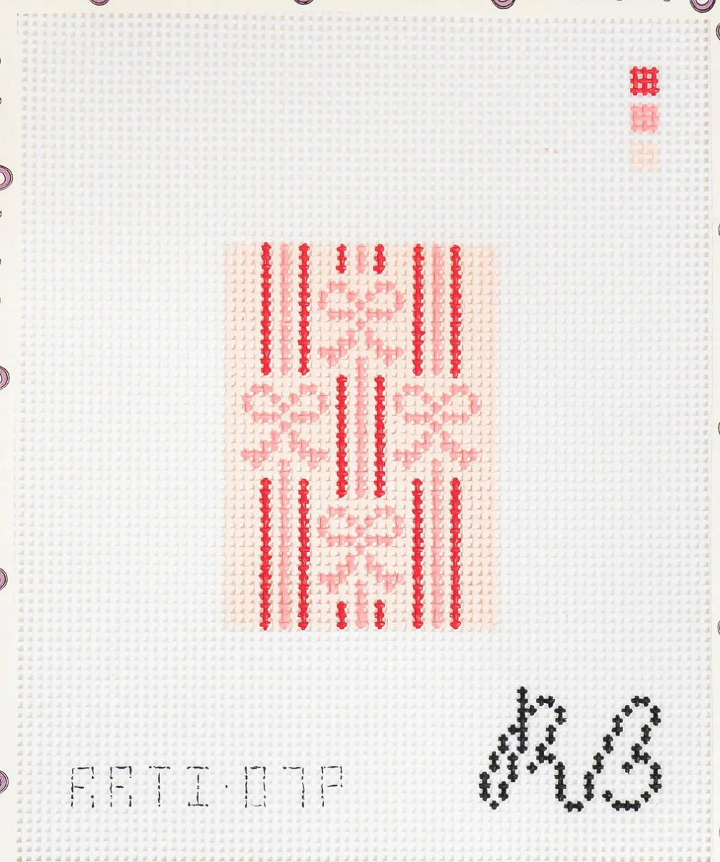 Canvas STRIPED BOW  INSERT  2X3"  -  PINK