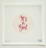 Canvas IT'S A GIRL - ON GINGHAM   APBA17   4." ROUND
