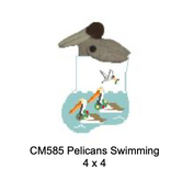 Canvas PELICANS SWIMMING WITH PELICAN  SOCK STUFFER  CM585