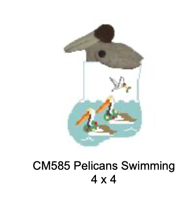 Canvas PELICANS SWIMMING WITH PELICAN  SOCK STUFFER  CM585
