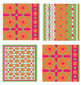 Canvas COASTER SET B BRIGHT GEOMETRICS  PD41  4X4" SET OF 4