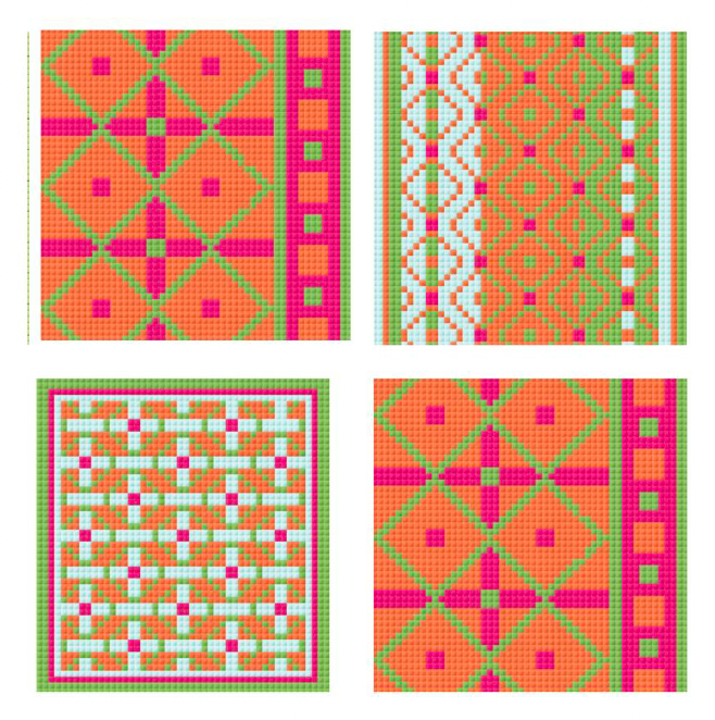 Canvas COASTER SET B BRIGHT GEOMETRICS  PD41  4X4" SET OF 4