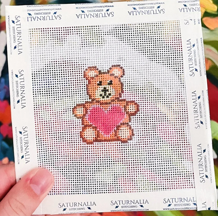 Canvas TINY VALENTINES BEAR   SASNAD0236   2"ROUND