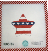 Canvas RED WHITE AND BLUE STAR  ABC86  4X3.7"