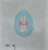 Canvas WHITE RABBIT WITH BOW EGG  SR493  3X4"