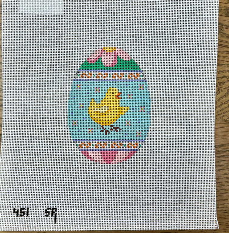 Canvas CHICK IN FLOWER SPRINKLES  EGG  SR451  3X4"