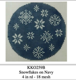 Canvas SNOWFLAKES ON NAVY    KK0259B   4"ROUND