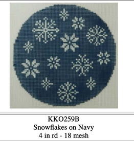 Canvas SNOWFLAKES ON NAVY    KK0259B   4"ROUND