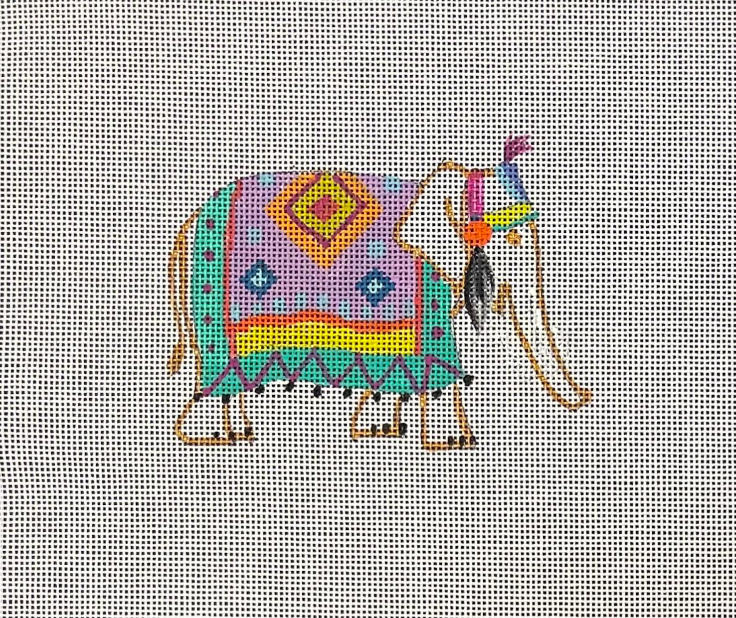 Canvas ELEPHANT - PURPLE/JADE  MC480   4.25X3.25