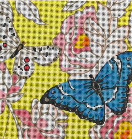 Canvas BUTTERFLIES ON FLORAL  LEE89   10.5X8.5"