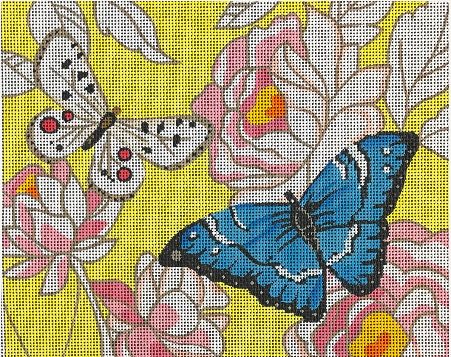 Canvas BUTTERFLIES ON FLORAL  LEE89   10.5X8.5"