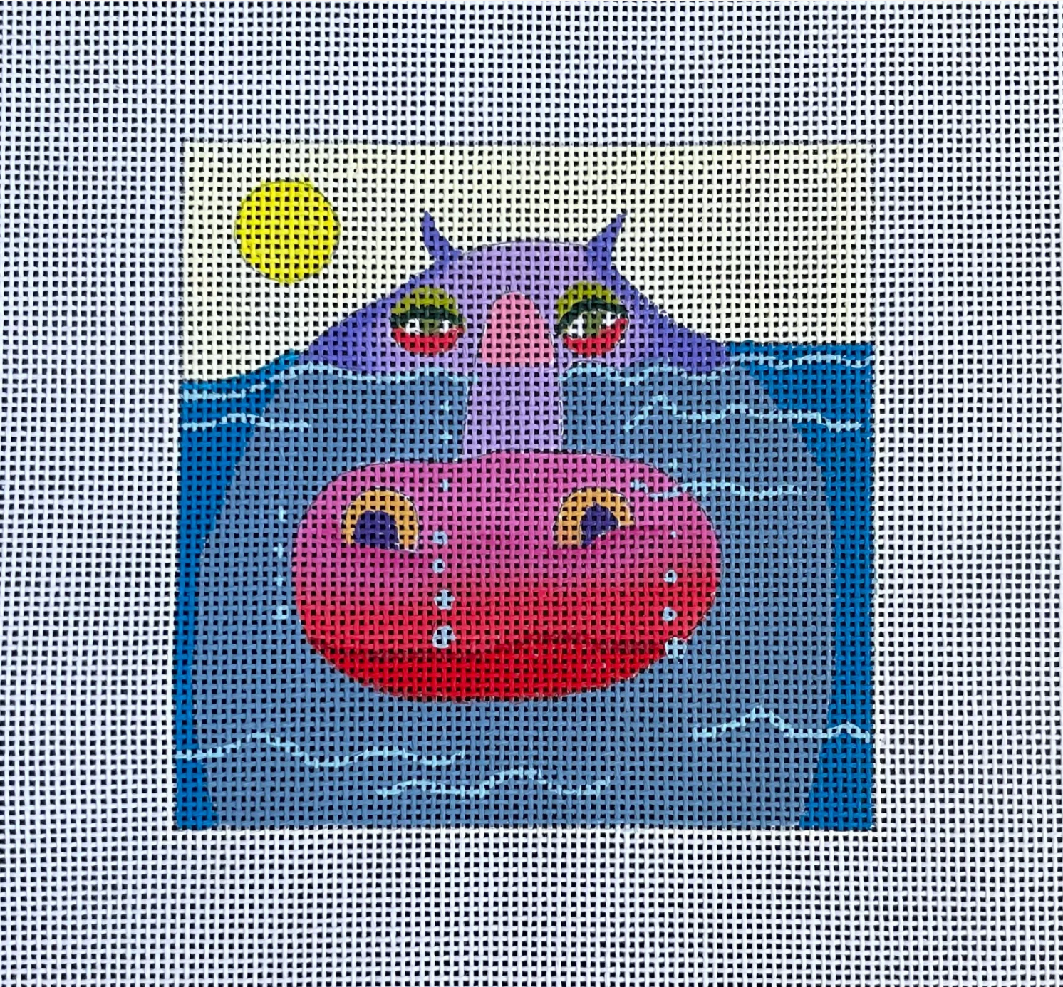 Canvas FLOATING HIPPO    IN225  4X4"