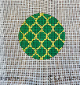 Canvas QUATREFOIL LIME  INSMC32  4"ROUND