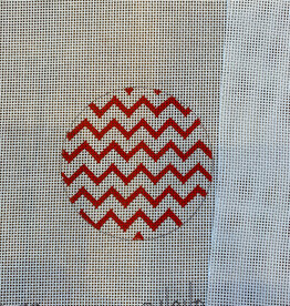 Canvas ZIG ZAG RED/WHITE  3” ROUND  **NO LETTERING** ALB37