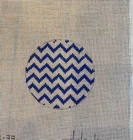Canvas ZIG ZAG NAVY/WHITE  3” ROUND  **NO LETTERING** ALB37