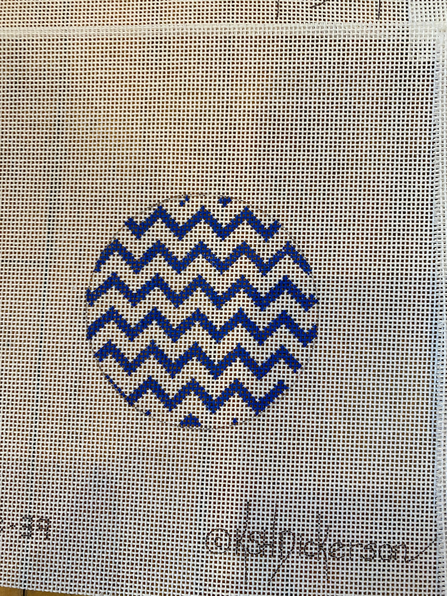 Canvas ZIG ZAG NAVY/WHITE  3” ROUND  **NO LETTERING** ALB37